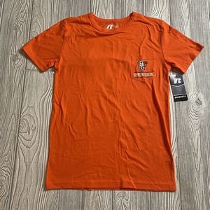 Russell Athletic BGSU Bowling Green Falcons 2 Sided Pocket Tee Mens S Orange NWT
